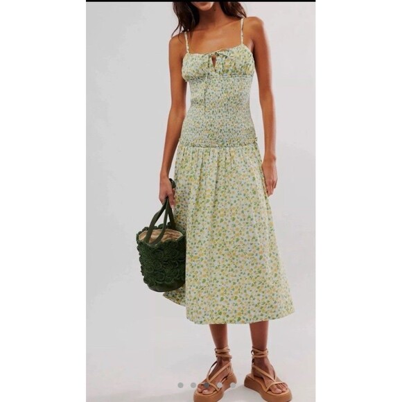 Free People Lavender Daze Dress Size L Large Green Combo New - Picture 1 of 8